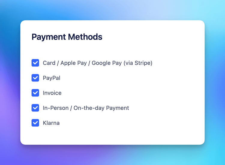 Select Payment Method By Course