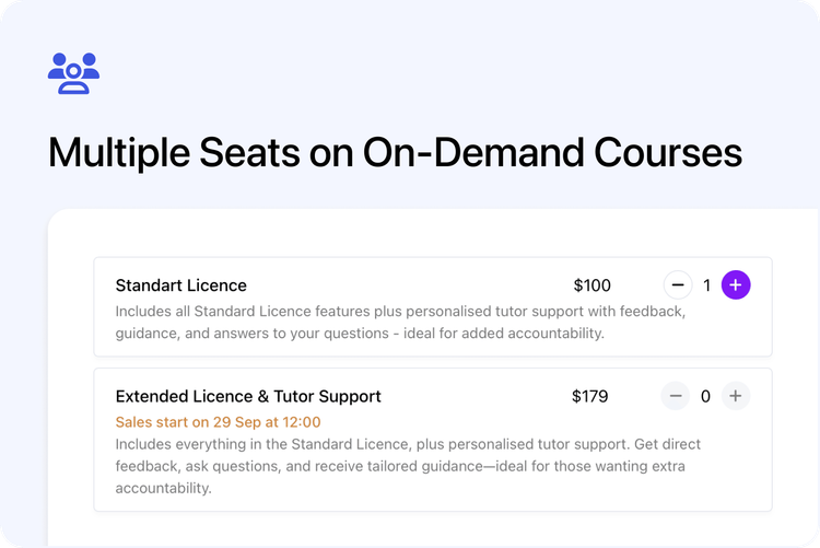🎟️ Sell Multiple Seats on On-Demand Courses
